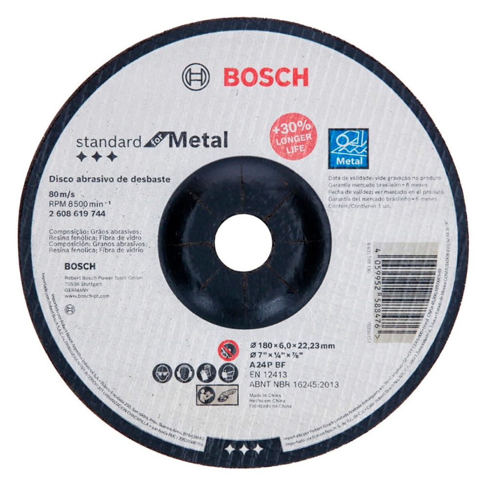 Disco de Desbaste Standard For Metal Bosch 180X6X22.23Mm