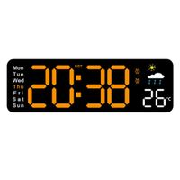 Reloj Digital de Pared 28cm con Temperatura Humedad y Control Remoto 6656 Naranja