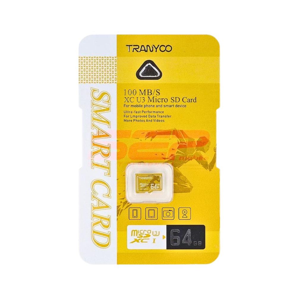 Tarjeta Micro SD 64GB Tranyoo U3 100MB/s Clase 10 para Cámaras, Celulares, Drones y 4K