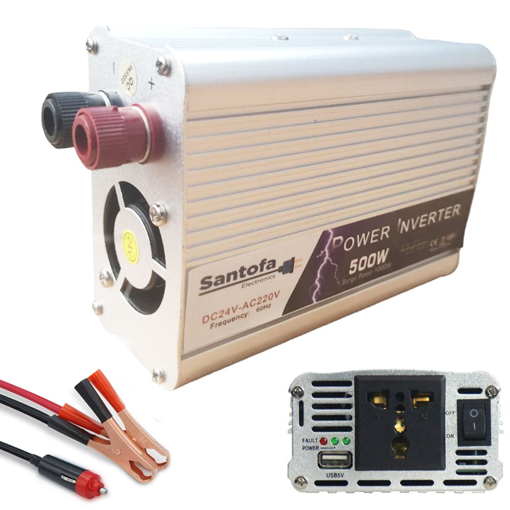 Inversor de Corriente para Auto de 24v a 220v Usb 500w SANTOFA