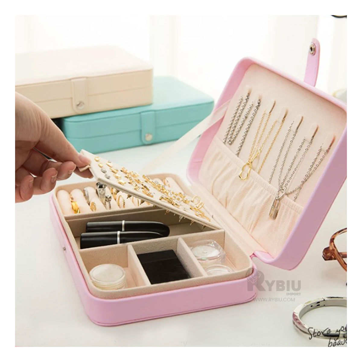 Joyero Organizador para Señoritas Color Rosado