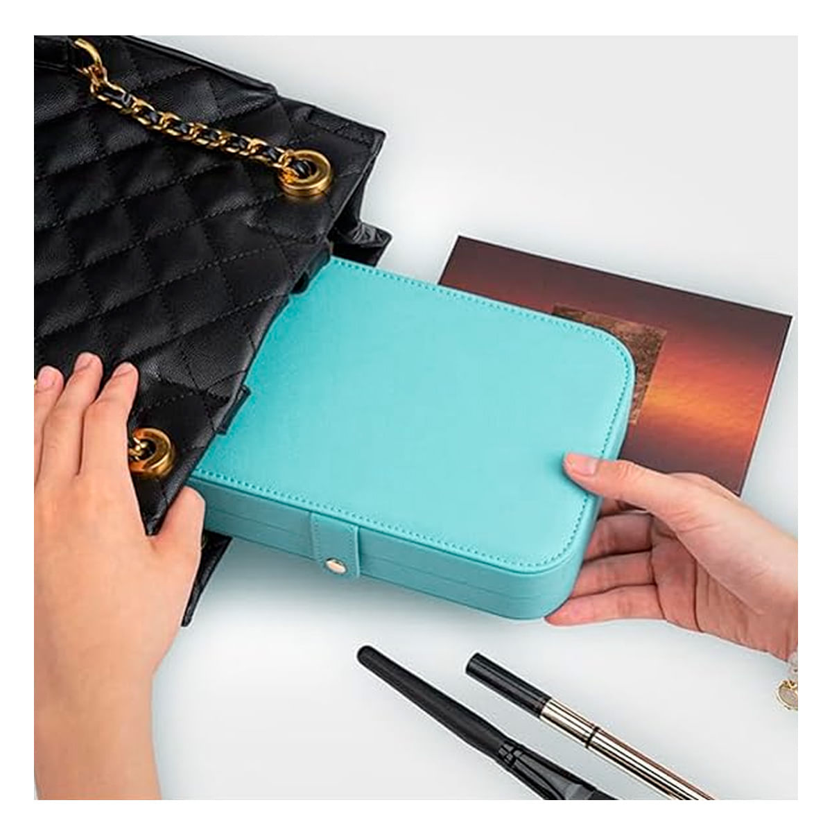 Joyero Organizador para Señoritas Color Celeste