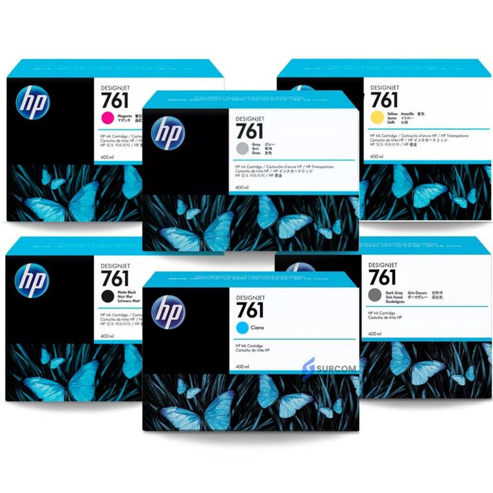 Kit de Tinta HP 761 Original 6 Colores 400 ml