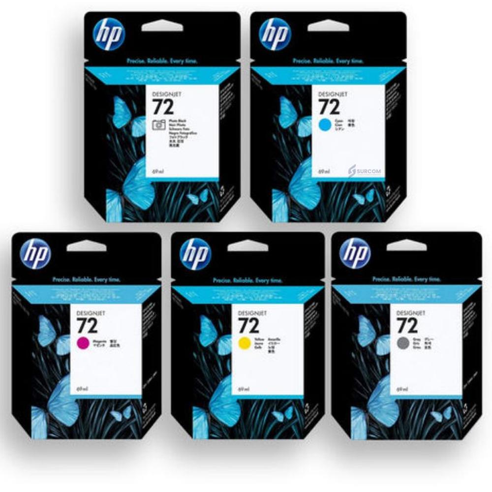 Pack de Cartucho HP 72 Photo Black Cyan Magenta Yellow Gris ORIGINAL