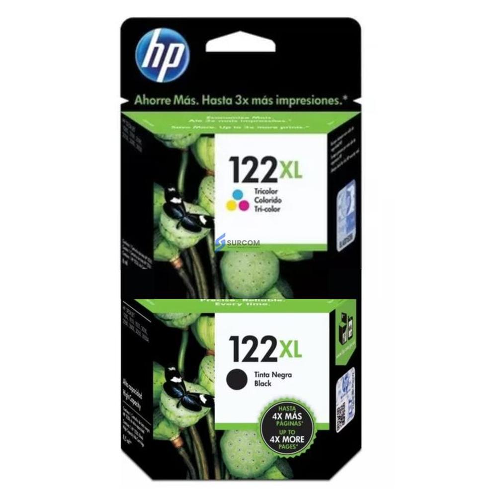 Kit Tinta HP 122XL Negro Tricolor