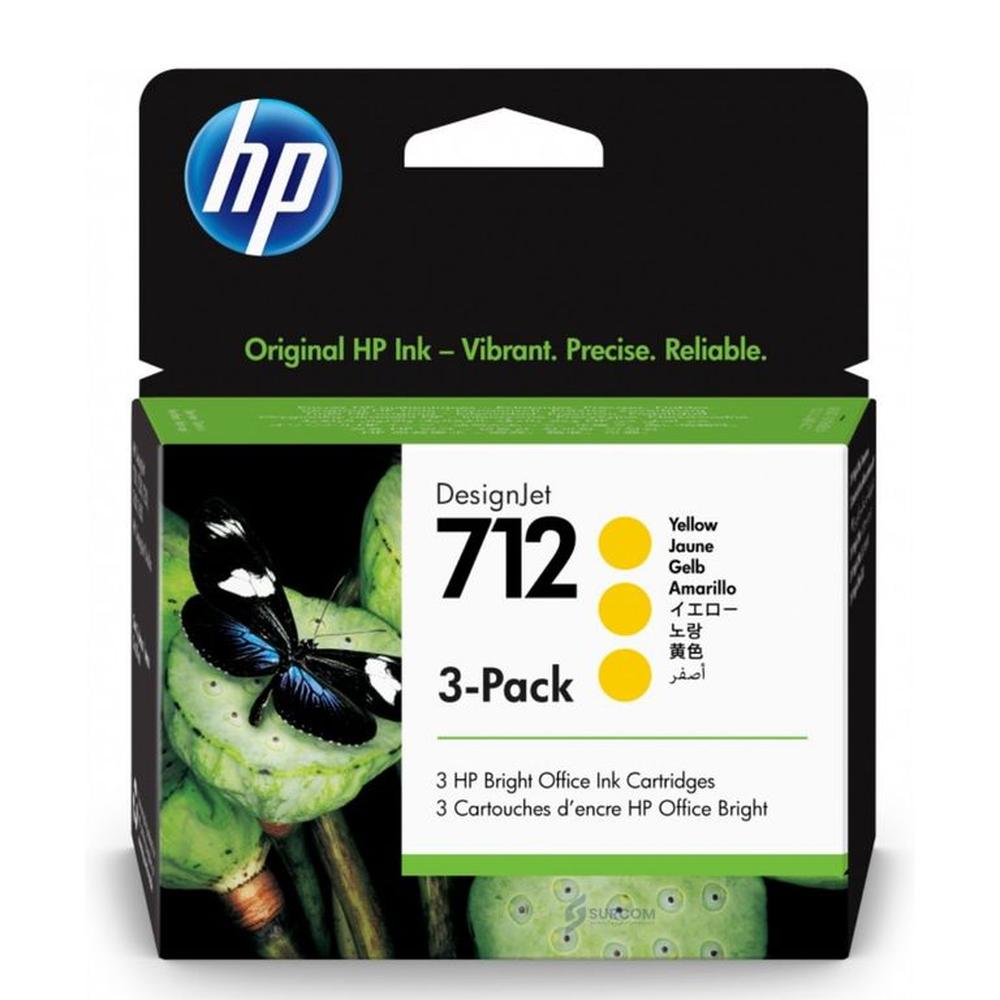 Cartucho 3 Pack de Tinta HP 712 Amarillo Original - 29ml (3ED77A)
