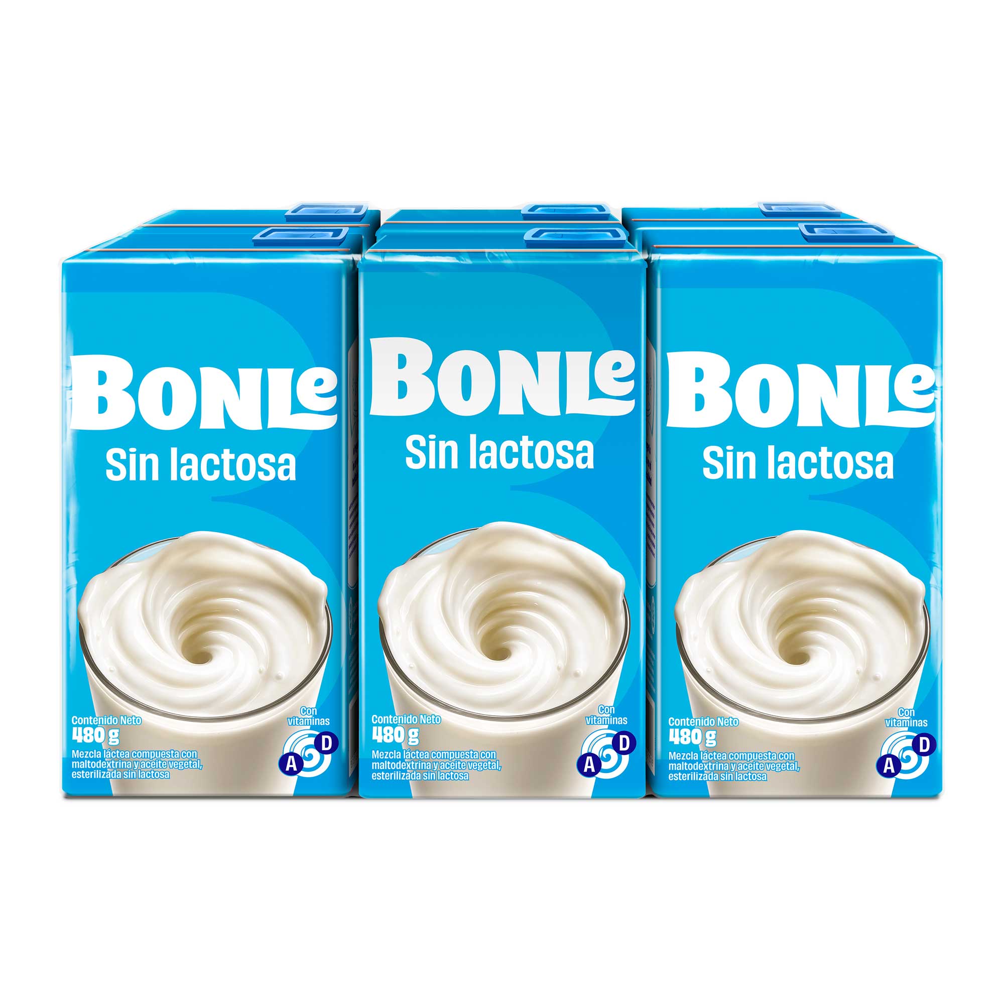 Mezcla Láctea BONLÉ sin Lactosa Caja 480g Paquete 6un