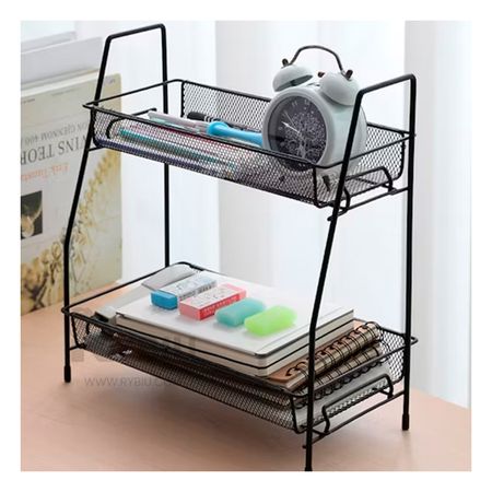 Estante de para el Hogar de 2 Niveles Moderno Negro