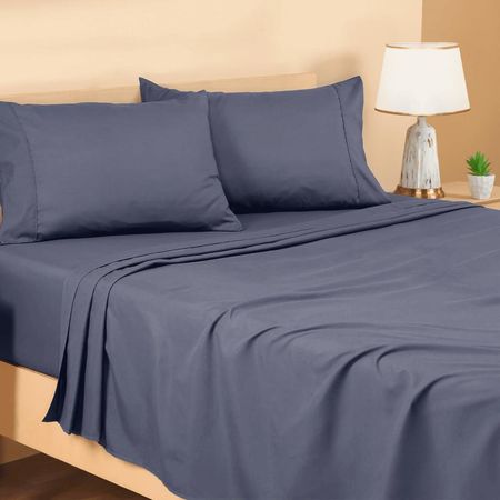 Juego de Sabanas Nube Hogar 1.5 Plaza Microfibra Premium Gris Oscuro
