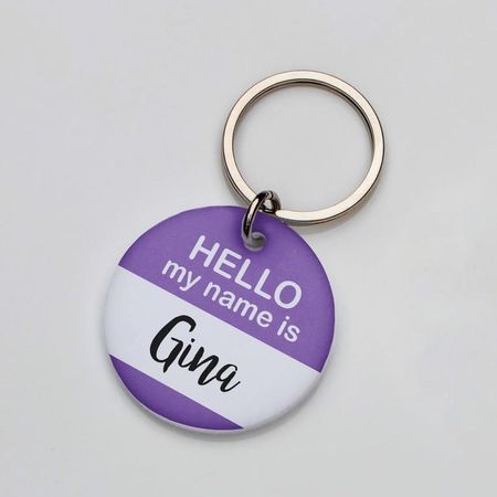 Placa de identificación perros gatos Hello Morado