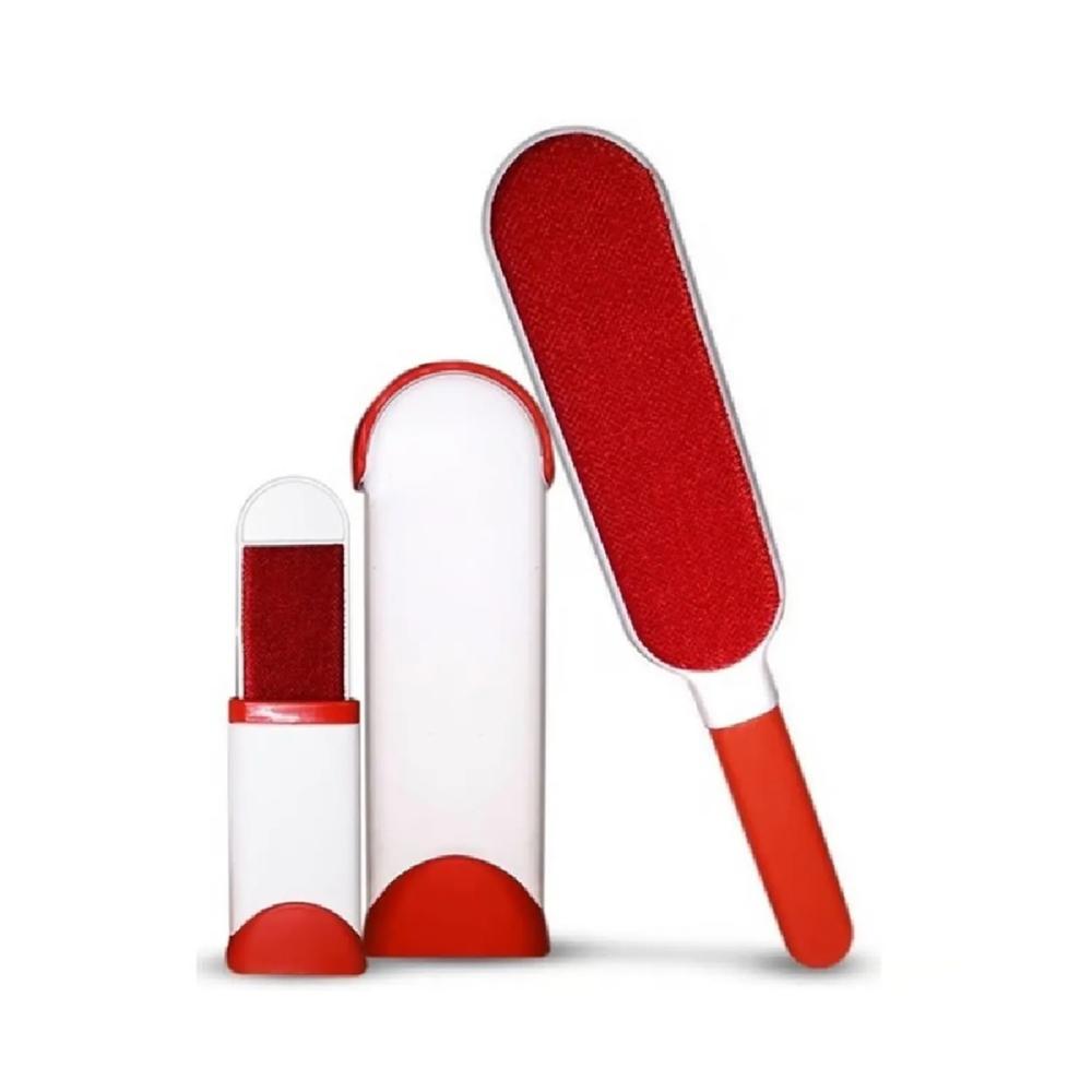 Cepillo removedor de pelusas y pelos reutilizable rojo