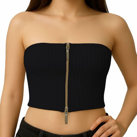 Top Strapple Doble Cierre 474G Lid-10 Hilo Tacto Color Negro Talla S