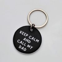Placa de identificación perros gatos Keep Calm Dad Negro