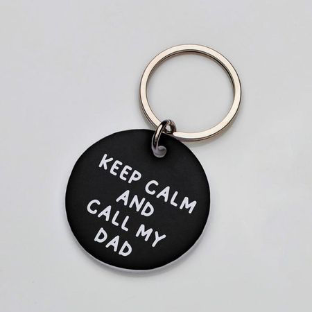Placa de identificación perros gatos Keep Calm Dad Negro