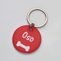 Placa de identificación perros gatos Hueso Rojo