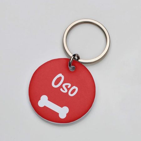 Placa de identificación perros gatos Hueso Rojo