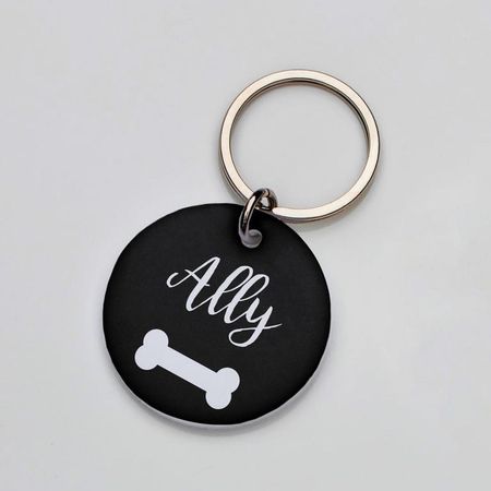 Placa de identificación perros gatos Hueso Negro