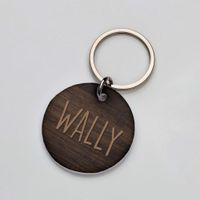 Placa de identificación perros gatos Naturals Madera Oscura