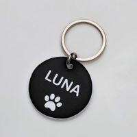Placa de identificación perros gatos Huella Negro