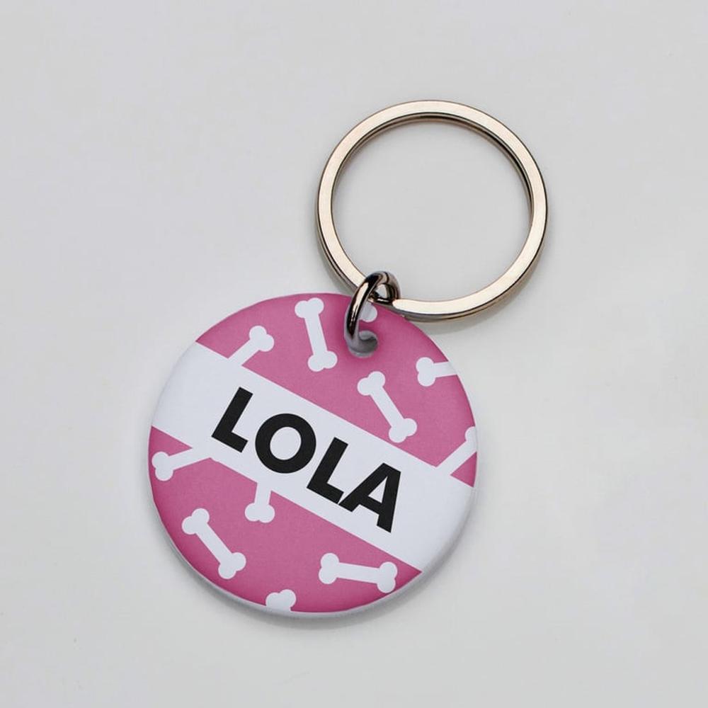 Placa de identificación perros gatos Huesitos Rosado