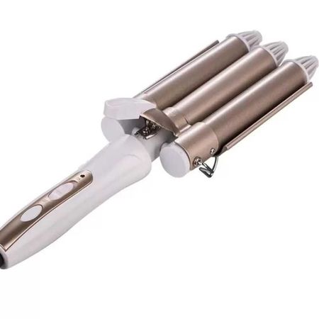 Tenaza Triple Cilindro Rizador Ondulador Viajera Para Cabello Portatil