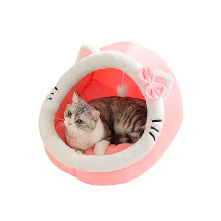 Cama de gato con diseño cueva Gatuna Rosa  cojin