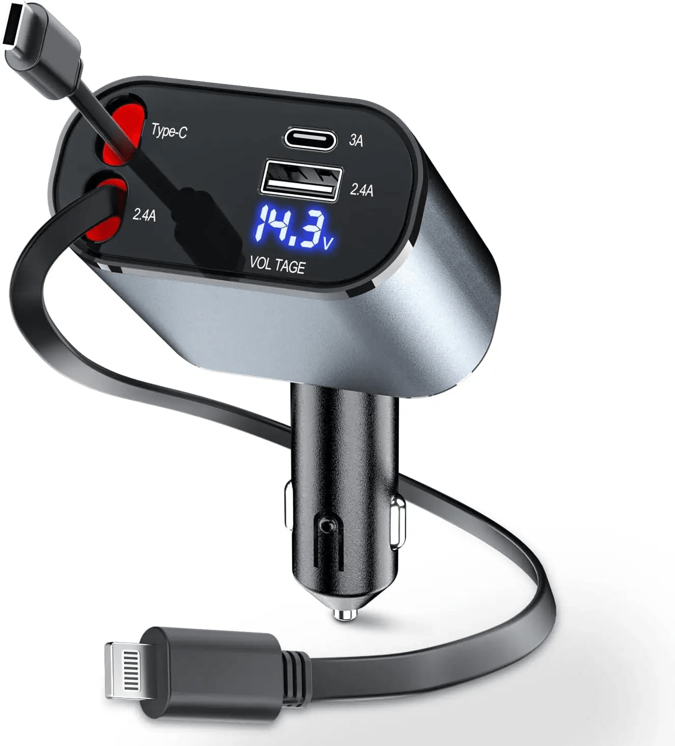 Cargador para Auto retráctil Carga rápida 120W