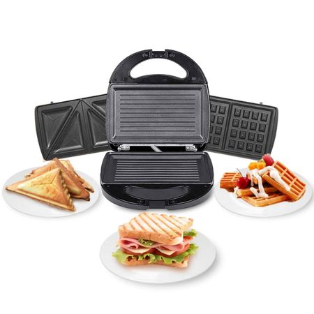 Maquina 3 en 1 para hacer Waffles + Sandwich + Parilla Grill