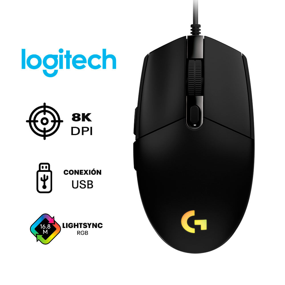 Mouse Logitech G203 Lightsync Color Negro