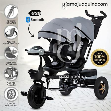 Triciclo Guiador Gemelar «TWIN RACE» Edición Limitada Gray