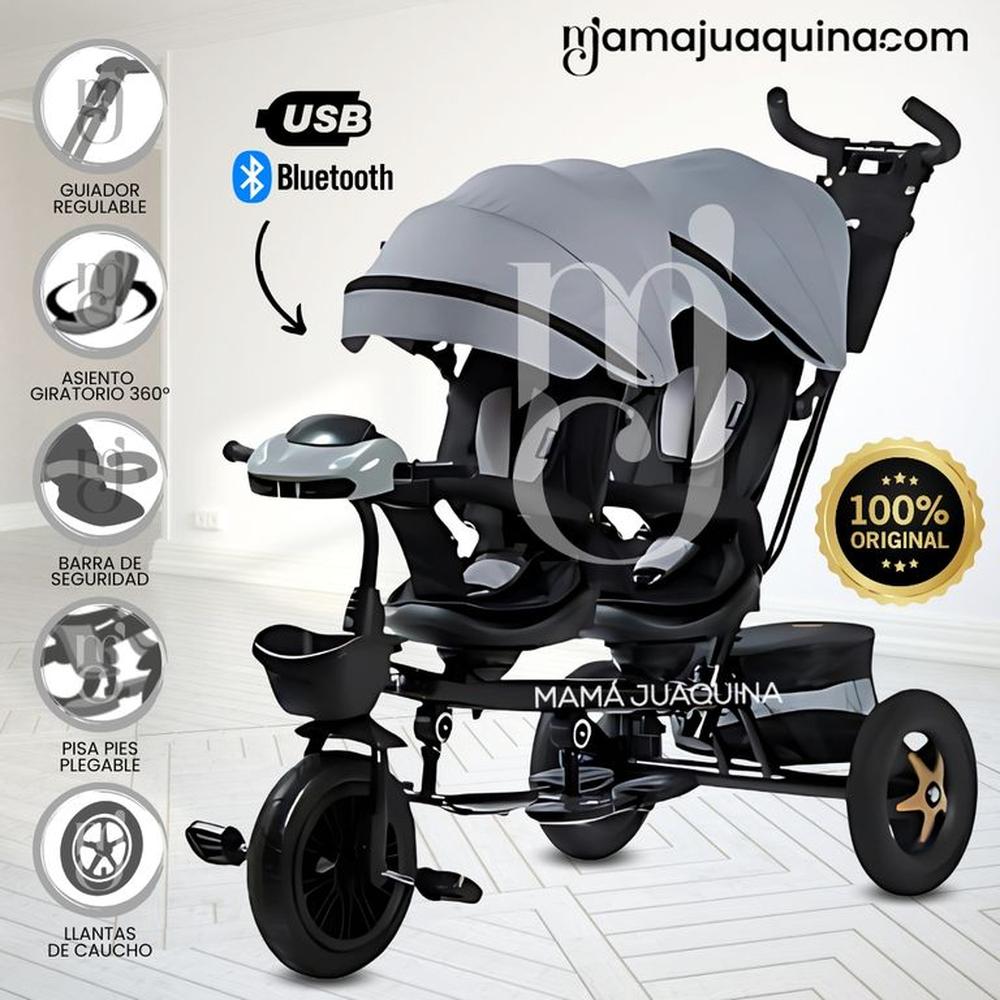 Triciclo Guiador Gemelar «TWIN RACE» Edición Limitada Gray