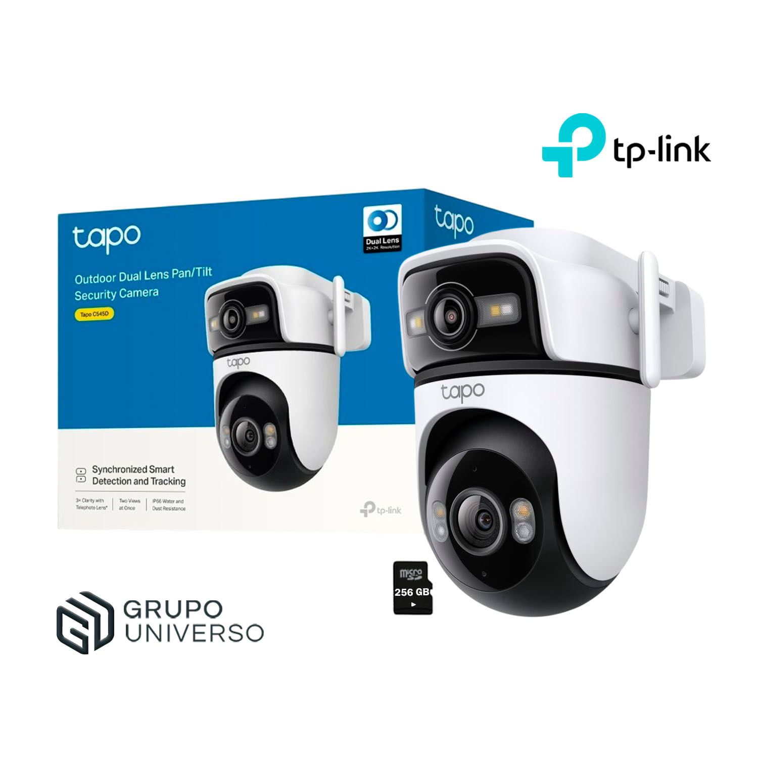 Cámara Vigilancia Tapo C545D 2K 3MP Tp-Link Doble lente 2K + 2K Audio 2 Vías Detección IA SD 256GB