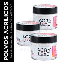 Set x3 Polvo Acrílico Rose Love Pink 1oz - ACRY LOVE