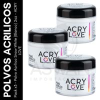 Set x3 Polvo Acrílico Snow White 2oz - ACRY LOVE