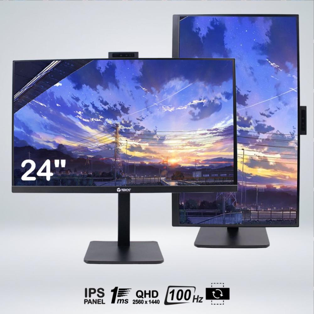 MONITOR TE-2416CS QHD 23.8 IPS 100hz 1ms WEBCAM SPEAKER MICROFONO PIVOT