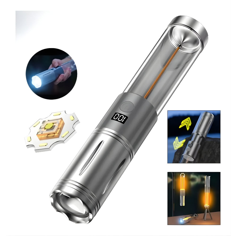 Lámpara De Camping Multifunción 360 Con Linterna Y Carga-c