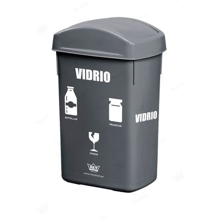 Papelera rectangular 27.8 litros Vidrio Reyplast
