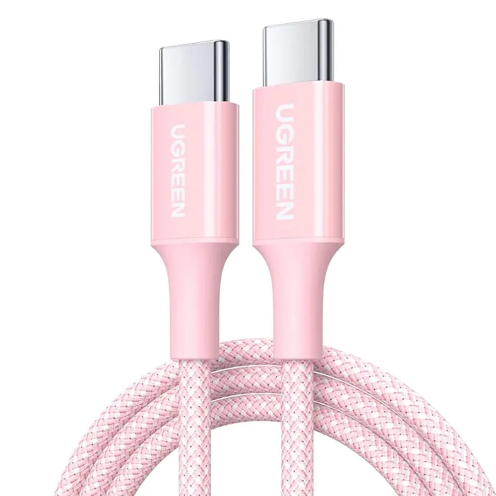 Cable USB-C Ugreen L502 100W 5A 2m Fast Charging Nylon Braided Rosa - 65252