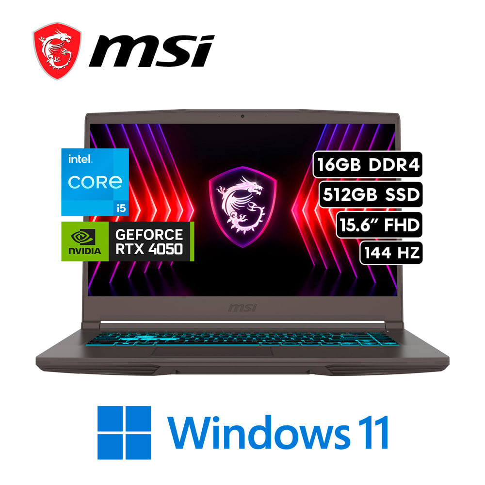 MSI Thin 15 B13VE Core i7 13620H  16GB DDR4  512GB SSD  RTX 4050 6GB 15.6 Full HD 144Hz Win11