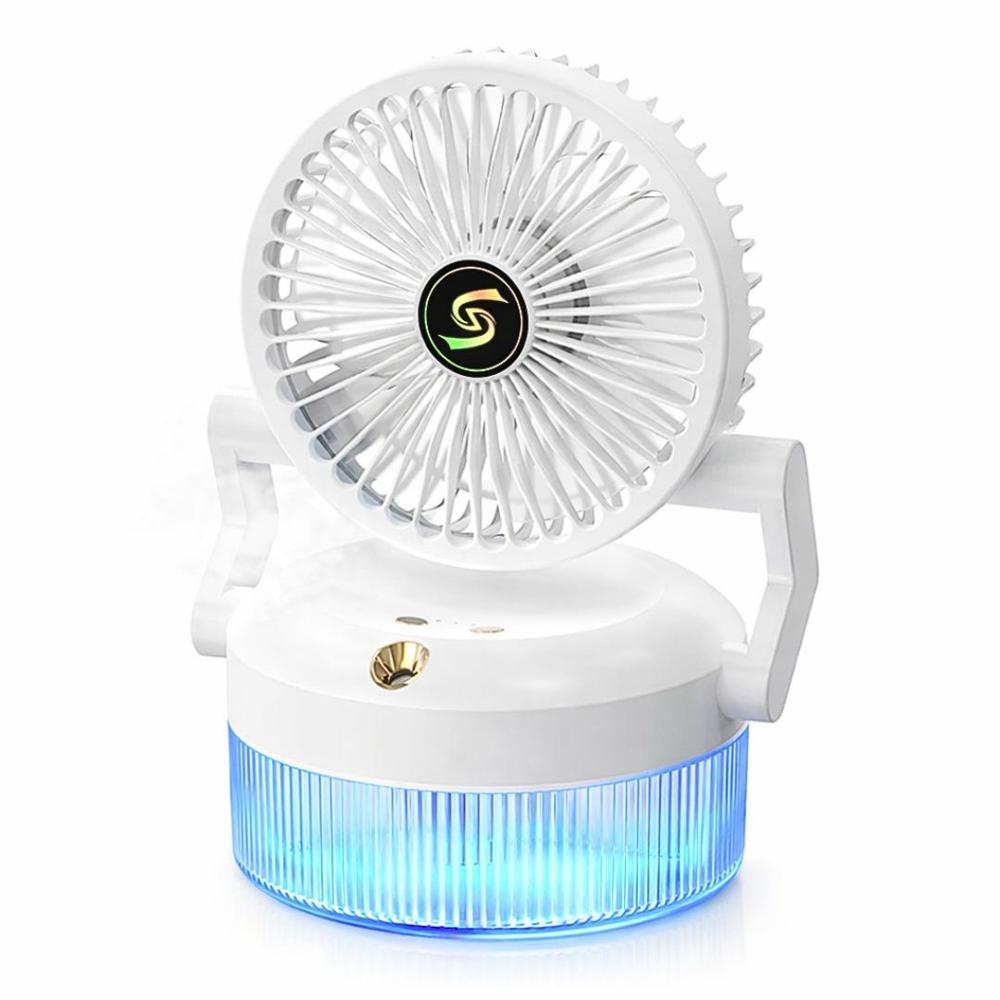 Ventilador de Escritorio con Humidificador y Luz Ambiental, 