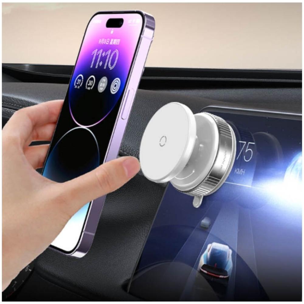 Soporte Magnético para Celular K009 Holder Imantado Plegable Succión al Vacío Blanco