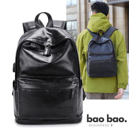 MOCHILA DE CUERO HOMBRE NEGRA PARA TRABAJO UNIVERSIDAD