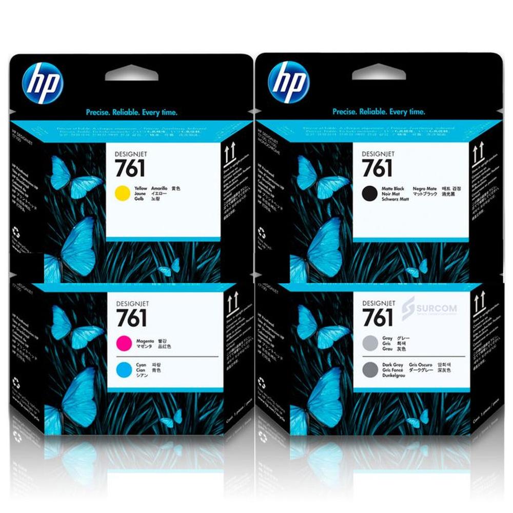 Kit Cabezal HP 761 Amarillo MagentaCya GrayDark Gray Mate Black