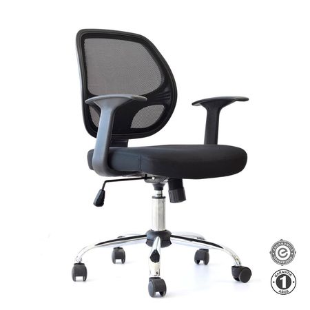 Silla Ergonómica Giratoria Mali Brazos Cromado Negro Althea Confort