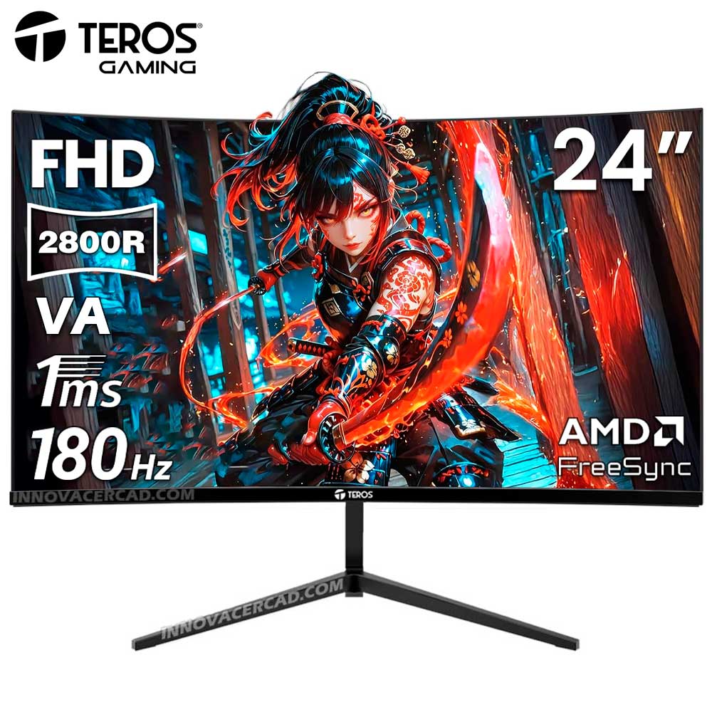 Monitor curvo gaming TEROS TE-2476G 24 Full HD 1920x1080 VA 180Hz 1ms FreeSync