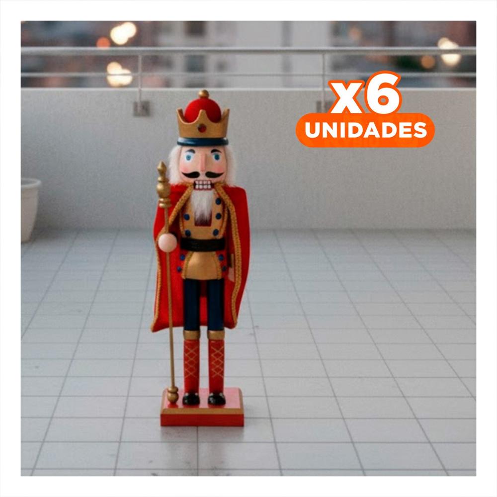 Pack6 Cascanuez Duradero Navideño en Rojo Y+Regalo Stickers