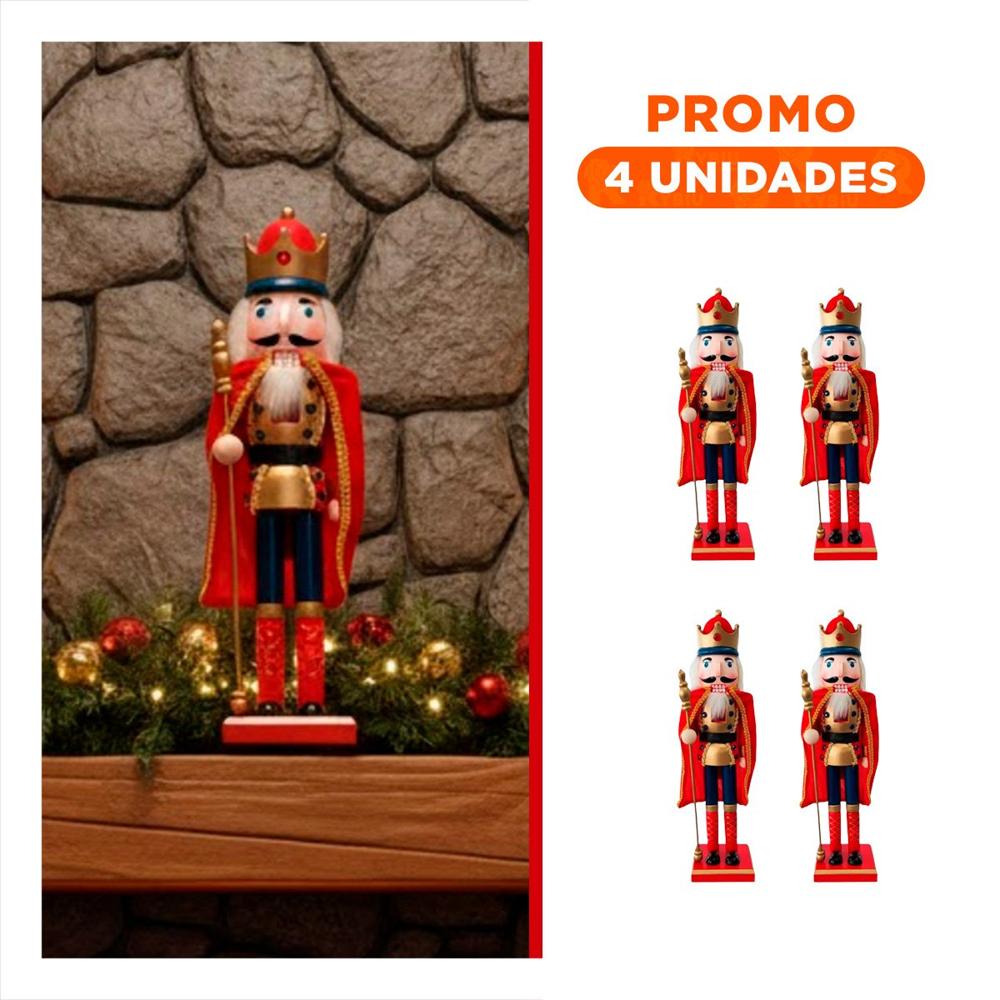 Pack4 Cascanuez Duradero Navideño en Color Rojo