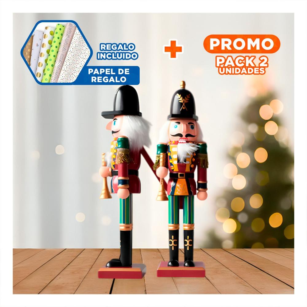 Pack2 Cascanuez Navideño de Color Guinda Y+Papel de Regalo