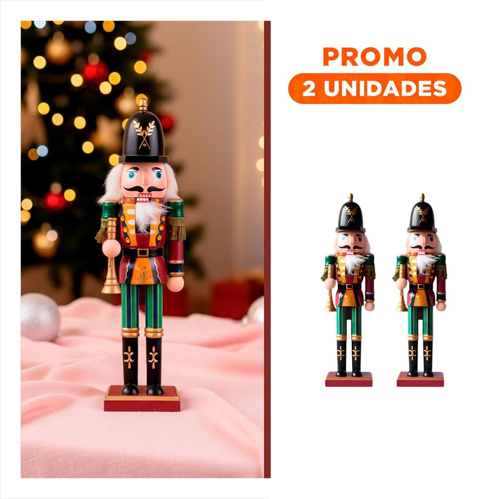 Pack2 Cascanuez con Sombrero y Trompeta de 38 cm en Guinda