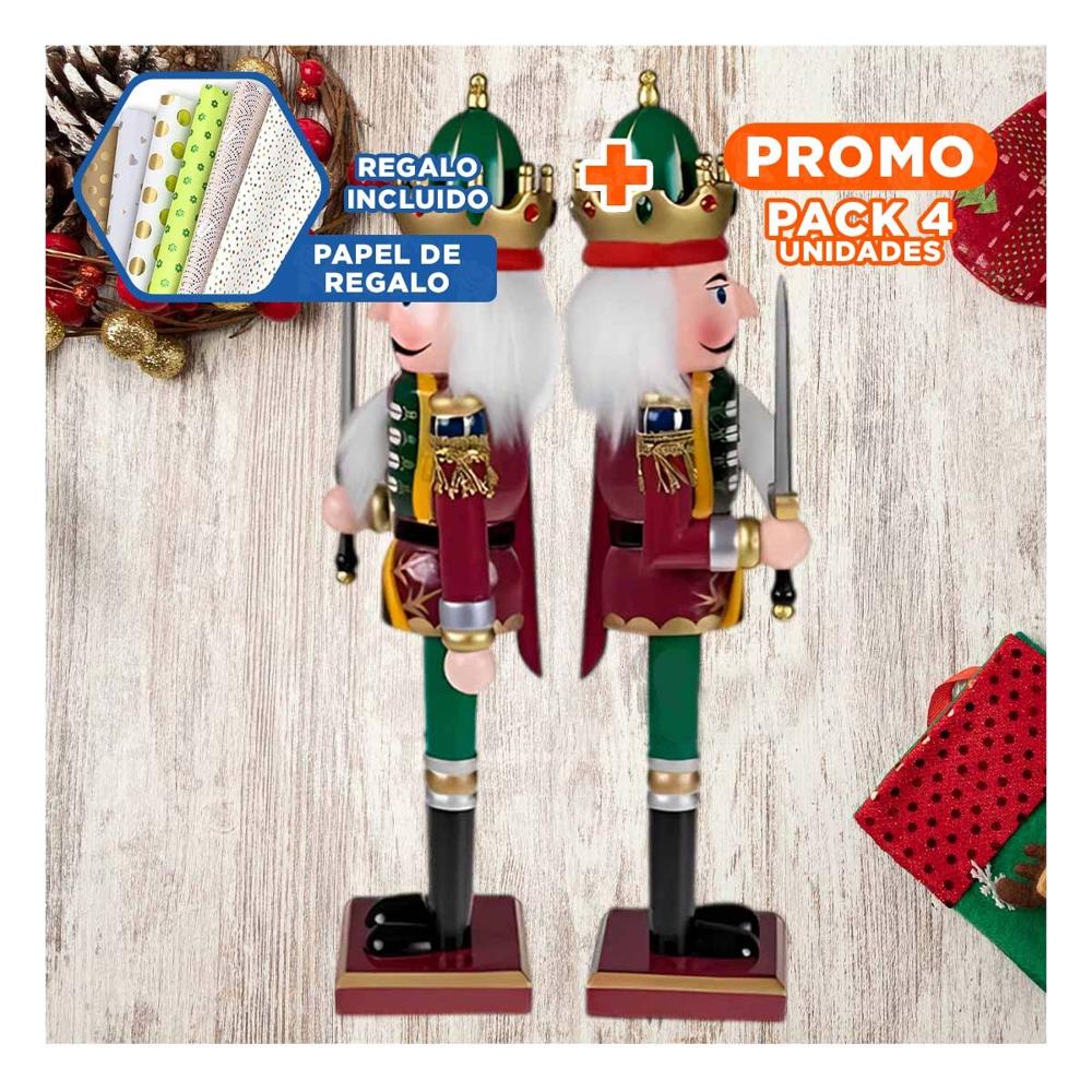 Pack4 Cascanuez Colorido de Color Guinda Y+Papel de Regalo